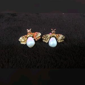 Cute Studded Pearl Bee Earrings